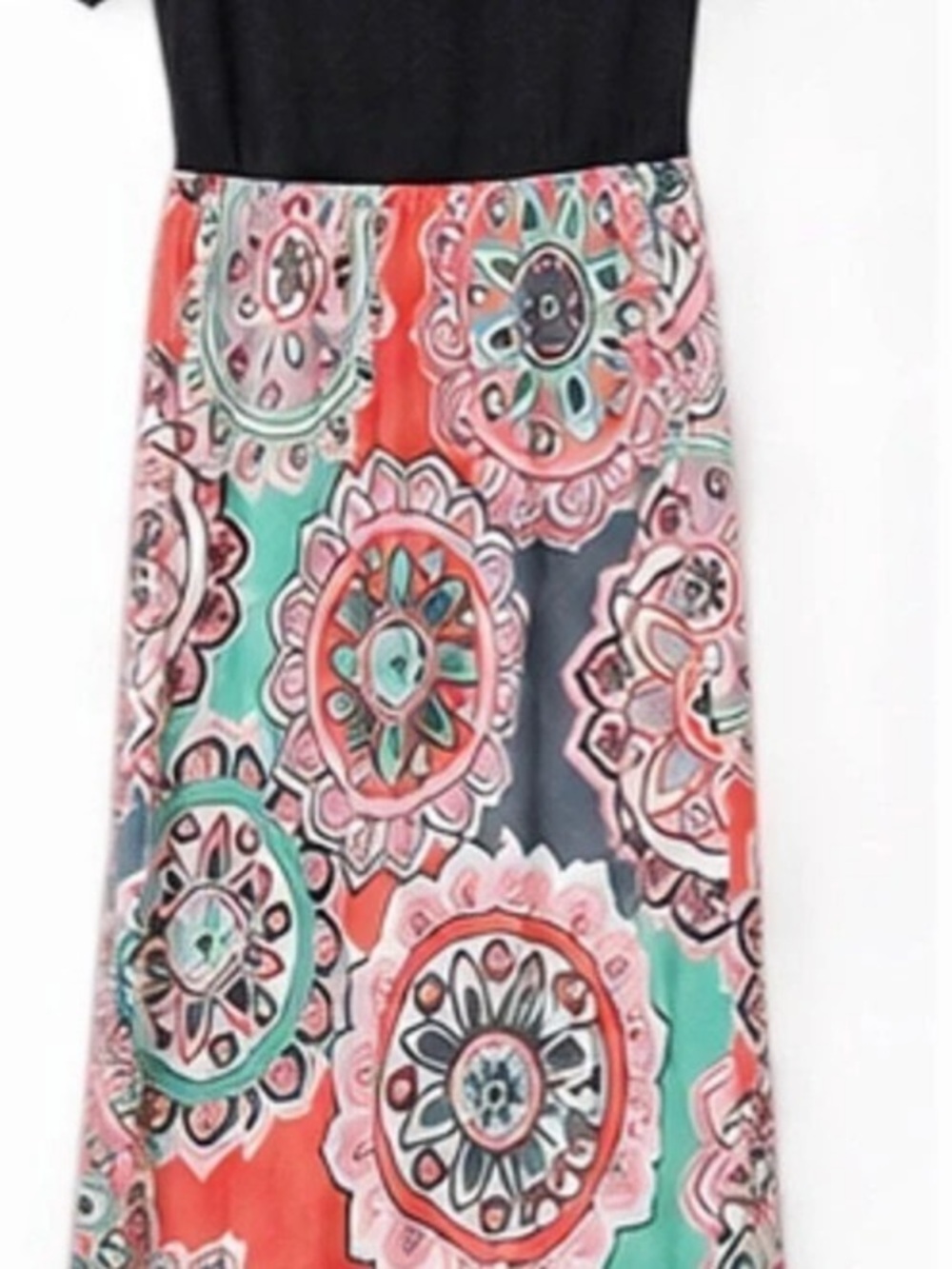 Women's Geometric Maxi Dress in Black & Pink Like New
